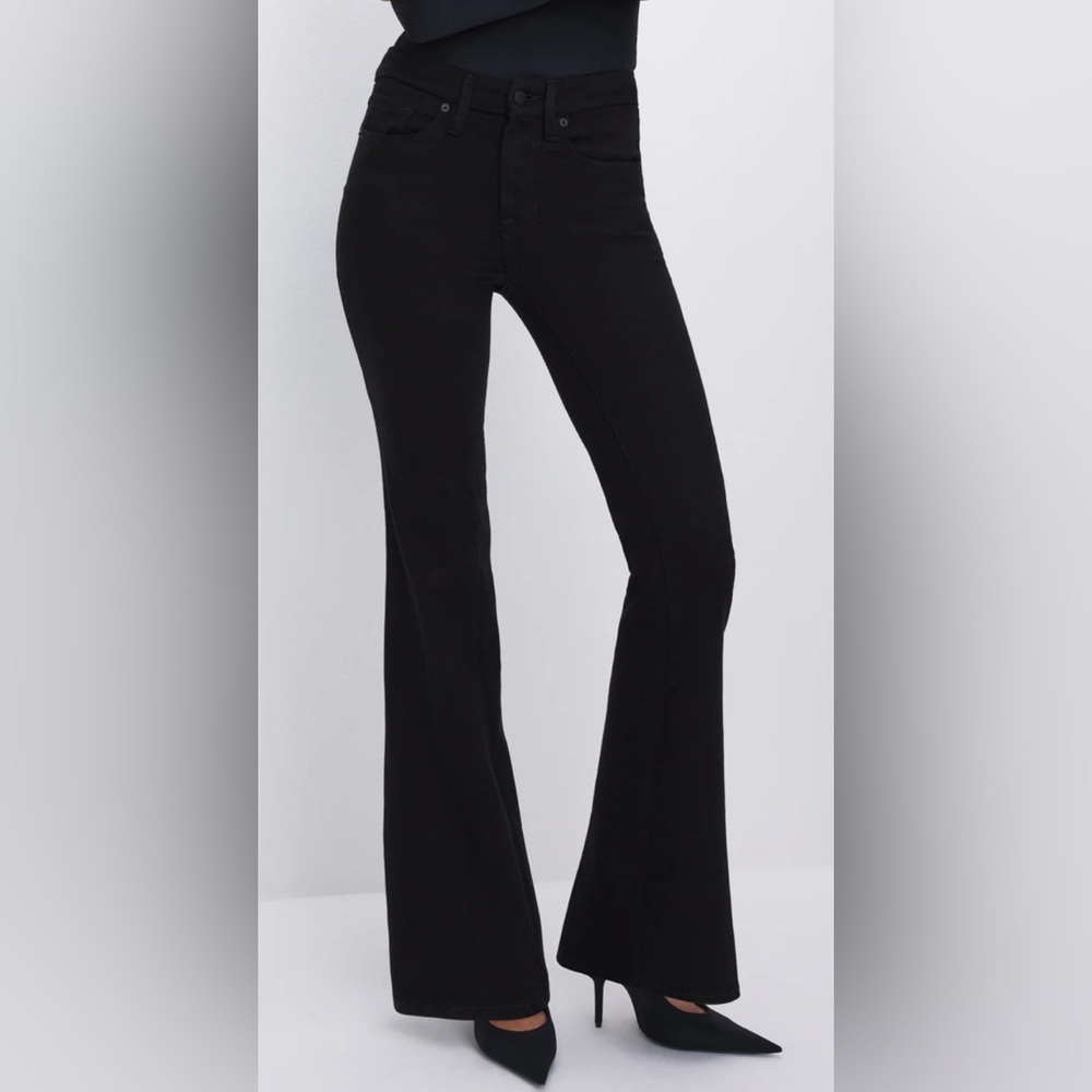 Good American Never Fade Black Flare Pants